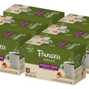 Panera Bread Hazelnut Cr??me Light Roast Coffee, Single Serve 60 Count Pods (6 Packs of 10)