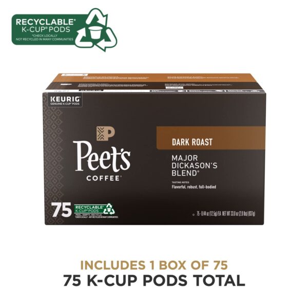 Peet s Coffee, Dark Roast K-Cup Pods for Keurig Brewers   Major Dickason s Blend 75 Count (1 Box of 75 K-Cup Pods) - Image 2
