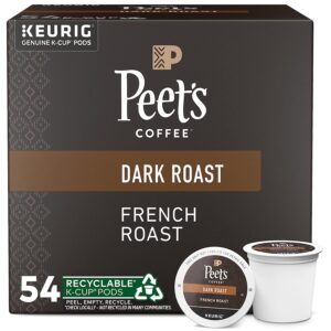 Peet s Coffee French Roast, Dark Roast, 54 Count Single Serve K-Cup Coffee Pods for Keurig Coffee Maker