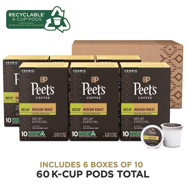 Peet s Coffee, Medium Roast Decaffeinated Coffee K-Cup Pods for Keurig Brewers   Decaf Especial 60 Count (6 Boxes of 10 K-Cup Pods) - Image 2
