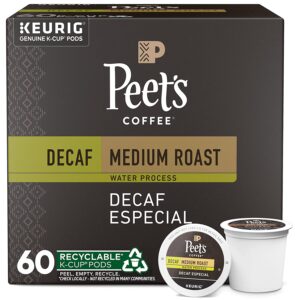 Peet s Coffee, Medium Roast Decaffeinated Coffee K-Cup Pods for Keurig Brewers   Decaf Especial 60 Count (6 Boxes of 10 K-Cup Pods)