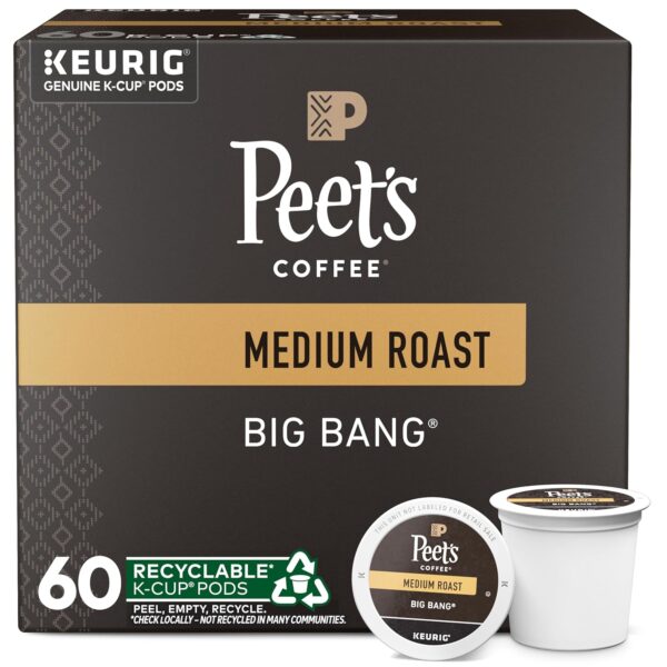 Peet s Coffee, Medium Roast K-Cup Pods for Keurig Brewers   Big Bang 60 Count (6 Boxes of 10 K-Cup Pods)