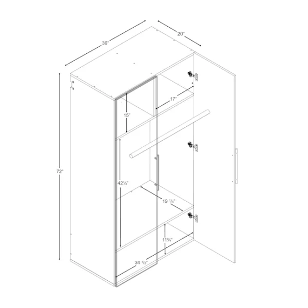 36 in. W x 72 in. H x 20 in. D Wardrobe Cabinet in White (1-Piece) - Image 7