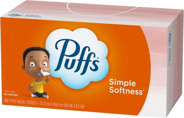 Puffs Basic Facial Tissues; 1 Family Box; 180 Tissues Per Box (Pack of 24) (Old Version) - Image 2