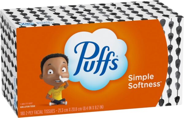 Puffs Basic Facial Tissues; 1 Family Box; 180 Tissues Per Box (Pack of 24) (Old Version)