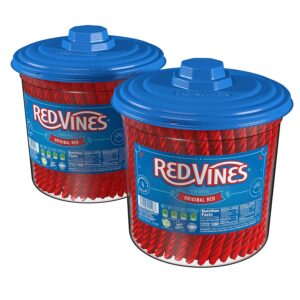 Red Vines Licorice, Original Red Flavor, Soft   Chewy Candy Twists, 56 Ounce Jar, Pack of 2