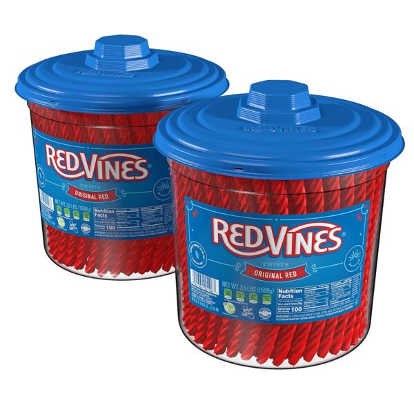 Red Vines Licorice, Original Red Flavor, Soft   Chewy Candy Twists, 56 Ounce Jar, Pack of 2
