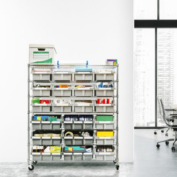 Seville Classics WEB67848-in W x 14-in D x 52.5-in H 7-Tier Extra-Large NSF 21-Bin Rack - Image 5