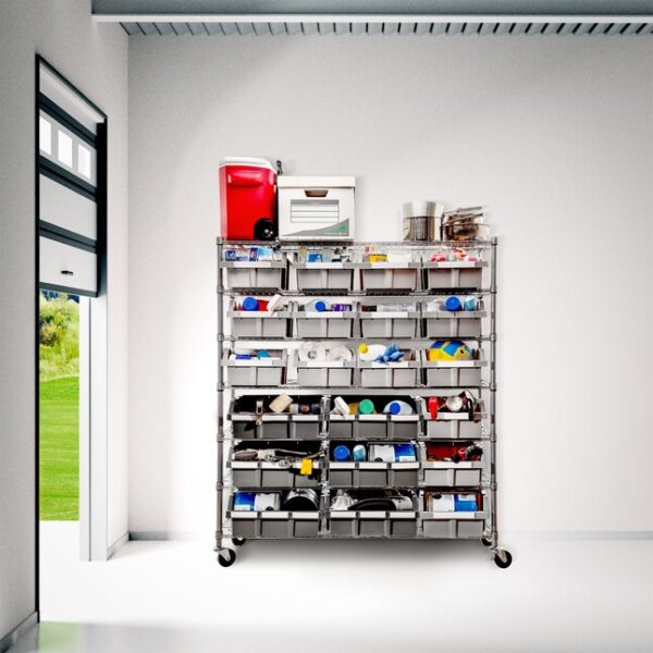 Seville Classics WEB67848-in W x 14-in D x 52.5-in H 7-Tier Extra-Large NSF 21-Bin Rack - Image 6