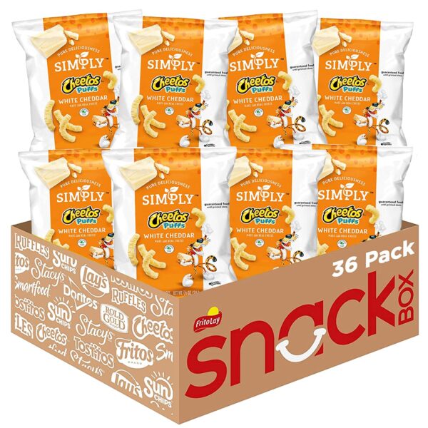 Simply Cheetos Puffs White Cheddar Cheese Flavored Snacks, 0.875 Ounce (Pack of 36)
