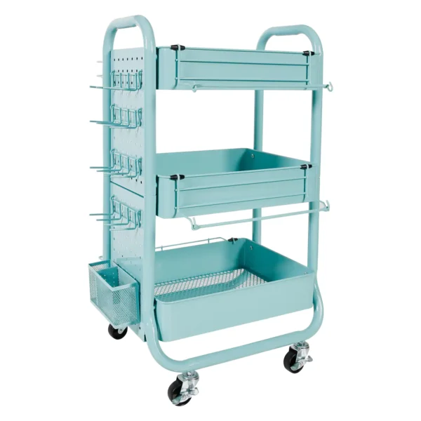 Simply Tidy Gramercy Rolling Cart   Teal