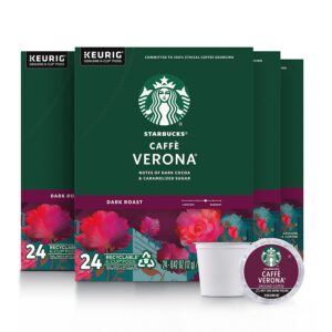 Starbucks Dark Roast K-Cup Coffee Pods Caff?? Verona for Keurig Brewers 4 boxes (96 pods total)