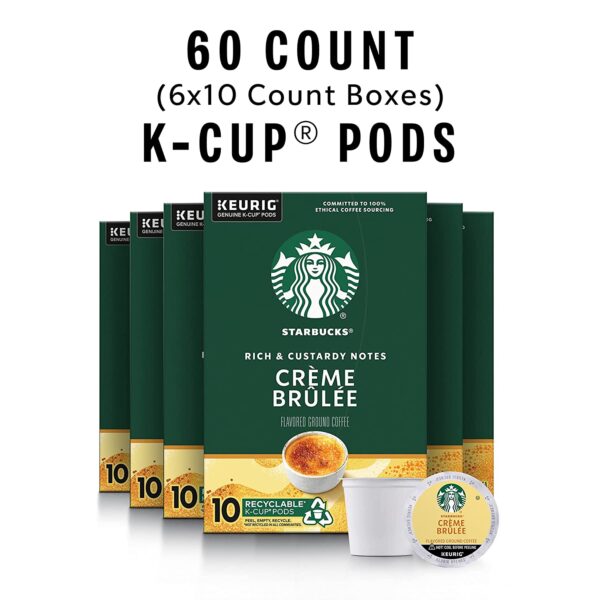 Starbucks Flavored K-Cup Coffee Pods, Cr??me Brl??e for Keurig Brewers, 6 boxes (60 pods total) - Image 2