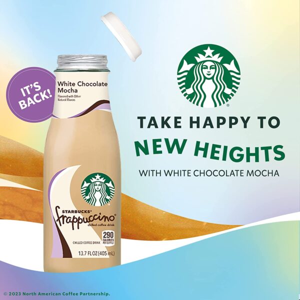Starbucks Frappuccino Coffee Drink, White Chocolate Mocha 13.7 fl oz Bottles (12 Pack) - Image 5