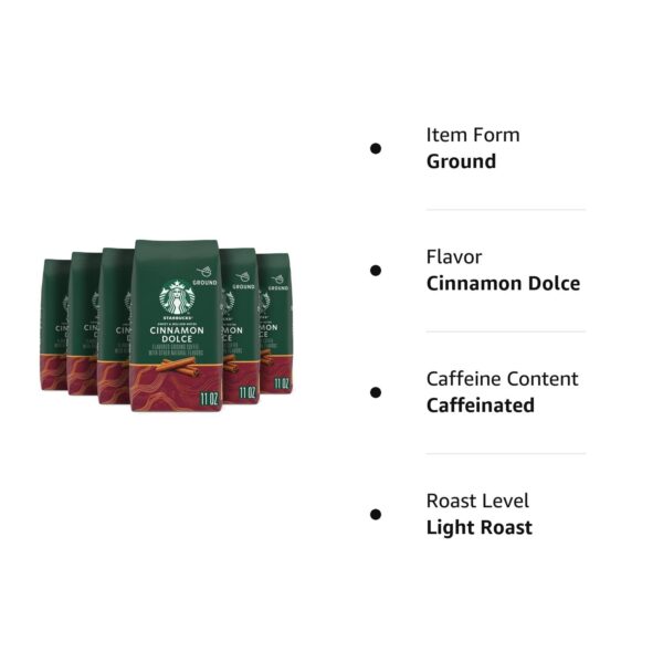 Starbucks Ground Coffee, Cinnamon Dolce Flavored Coffee, No Artificial Flavors, 100% Arabica, 6 bags (11 oz each) - Image 3