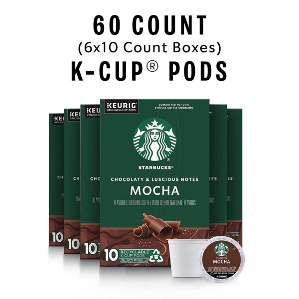 Starbucks Medium Roast K-Cup Coffee Pods, Mocha for Keurig Brewers, 6 boxes (60 pods total) - Image 2