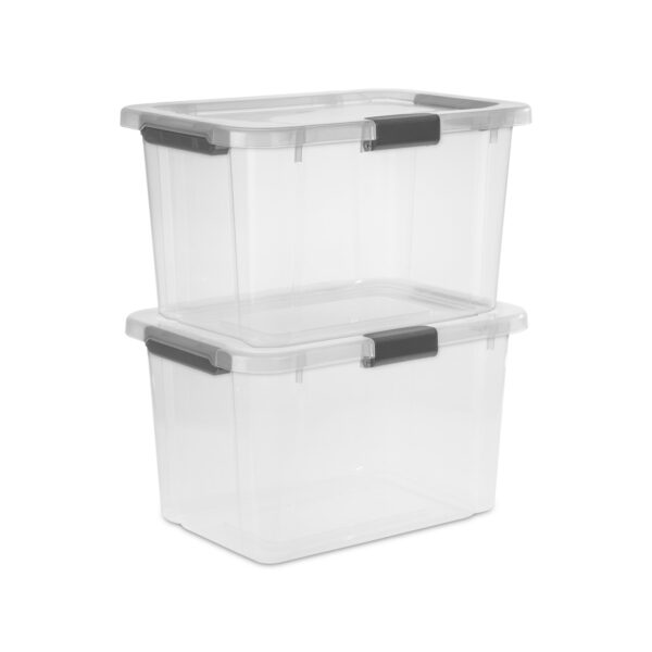 30 Qt. HingeLID Storage Box Plastic, Flat Gray, Set of 6 - Image 11