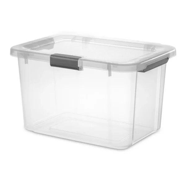 30 Qt. HingeLID Storage Box Plastic, Flat Gray, Set of 6 - Image 2