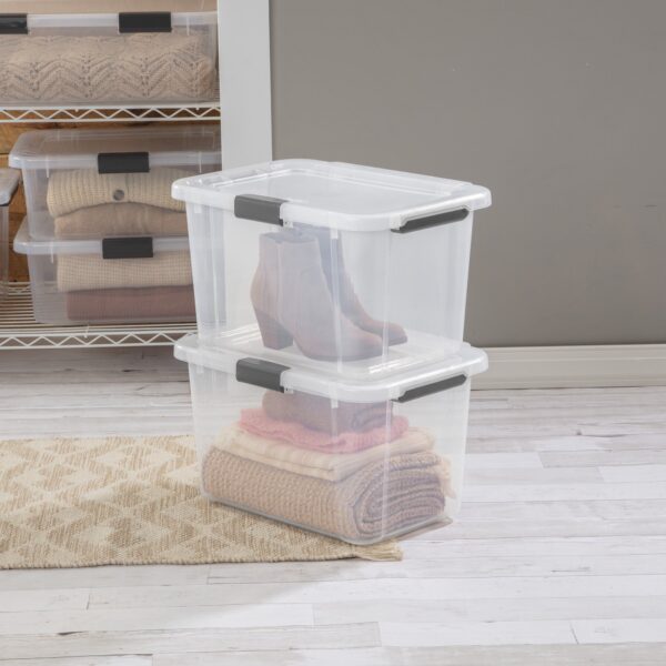 30 Qt. HingeLID Storage Box Plastic, Flat Gray, Set of 6 - Image 8