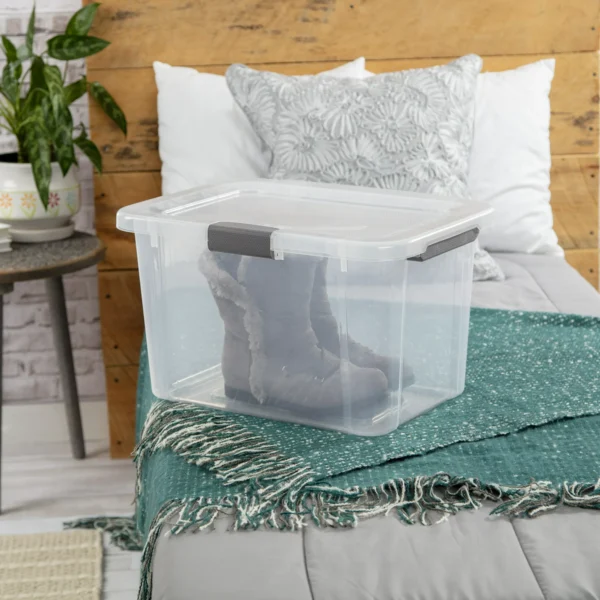 30 Qt. HingeLID Storage Box Plastic, Flat Gray, Set of 6 - Image 9