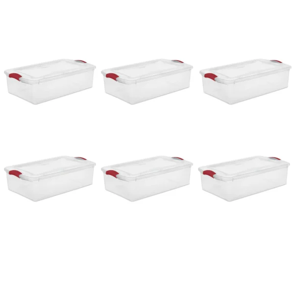 32 Qt. Latch Box Plastic, Infra Red, Set of 6