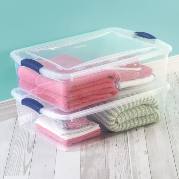 32 Qt. Latch Box Plastic, Stadium Blue, Set of 6 - Image 4