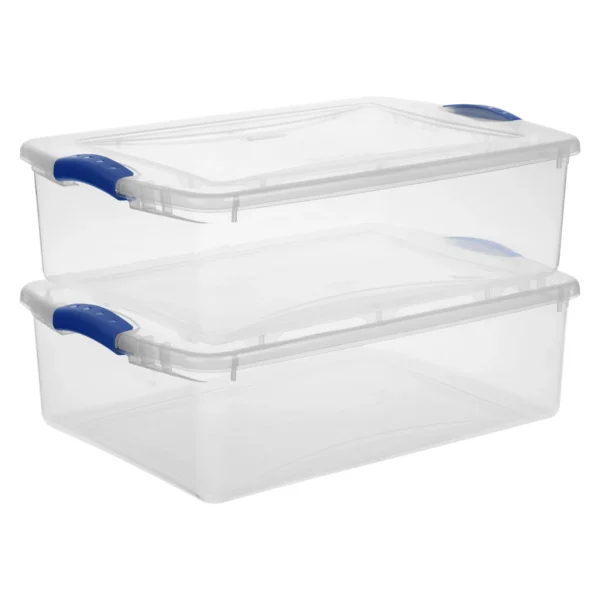32 Qt. Latch Box Plastic, Stadium Blue, Set of 6 - Image 6