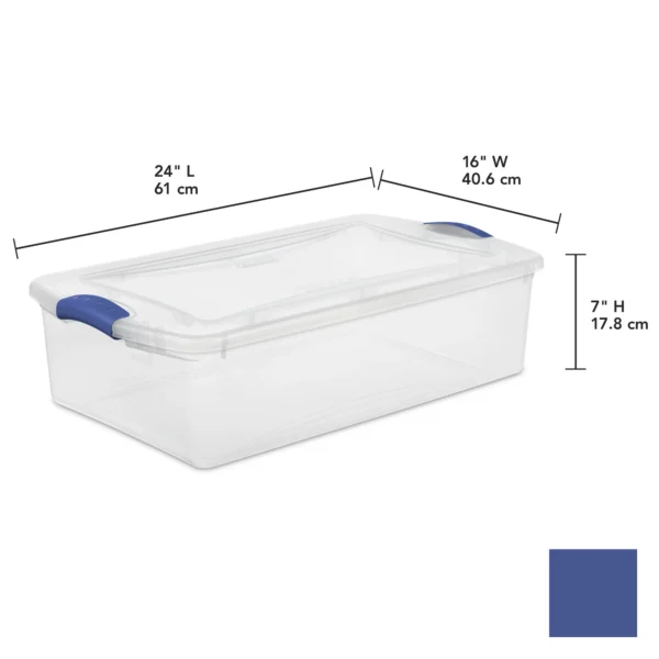 32 Qt. Latch Box Plastic, Stadium Blue, Set of 6 - Image 7