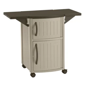 DCP2000 Outdoor Grilling Prep Station Table with Storage, Taupe/Brown