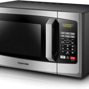 EM925A5A-SS Countertop Microwave Oven, 0.9 Cu Ft With 10.6 Inch Removable Turntable, 900W, 6 Auto Menus, Mute Function   ECO Mode, Child Lock, LED Lighting, Stainless Steel