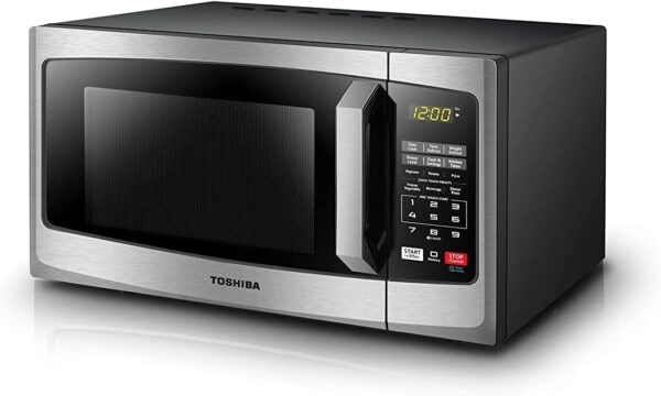 EM925A5A-SS Countertop Microwave Oven, 0.9 Cu Ft With 10.6 Inch Removable Turntable, 900W, 6 Auto Menus, Mute Function   ECO Mode, Child Lock, LED Lighting, Stainless Steel