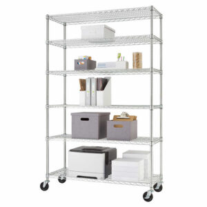 TRINITY 6-Tier Wire Shelving Rack, 48  x 18  x 72  NSF, Includes Wheels