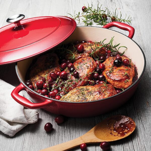 Covered Braiser  Cast Iron 4-Quart Gradated Red, 80131/050DS - Image 4