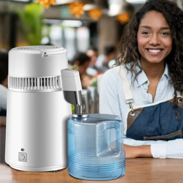 Water Distiller 750 Watt Purifier Filter 1.1 Gal. Fully Upgraded Distilling Pure Water Machine with Handle, White - Image 8