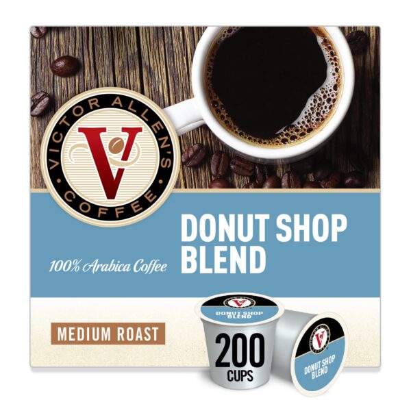 Victor Allen s Coffee Donut Shop Blend, Medium Roast, 200 Count, Single Serve Coffee Pods for Keurig K-Cup Brewers