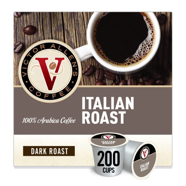 Victor Allen s Coffee Italian Roast, Dark Roast, 200 Count, Single Serve Coffee Pods for Keurig K-Cup Brewers