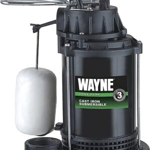 CDU790   1/3 HP Submersible Cast Iron and Stainless Steel Sump Pump with Integrated Vertical Float Switch   Up to 4,600 Gallons Per Hour   Heavy Duty Basement Sump Pump , Black