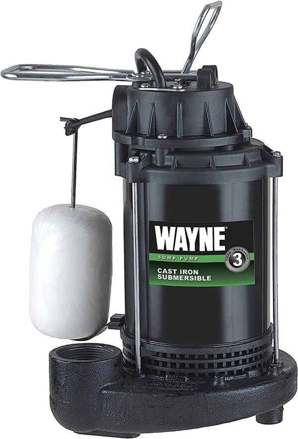 CDU790   1/3 HP Submersible Cast Iron and Stainless Steel Sump Pump with Integrated Vertical Float Switch   Up to 4,600 Gallons Per Hour   Heavy Duty Basement Sump Pump , Black