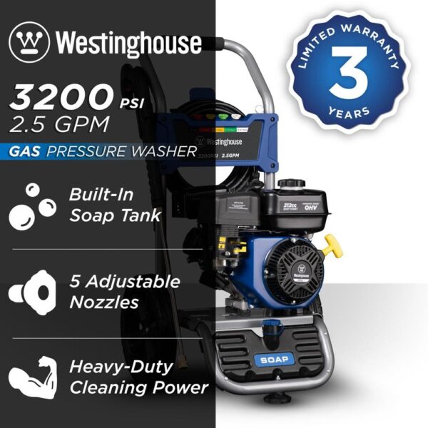 WPX3200 WPX 3200 PSI 2.5 GPM Gas Powered Axial Cam Pump Pressure Washer with Quick Connect Tips - Image 2