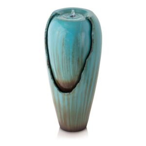 DIG100XS 33 in. Tall Water Jar Fountain with LED Light, Turquoise