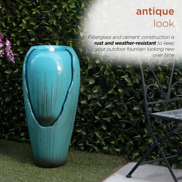 DIG100XS 33 in. Tall Water Jar Fountain with LED Light, Turquoise - Image 7