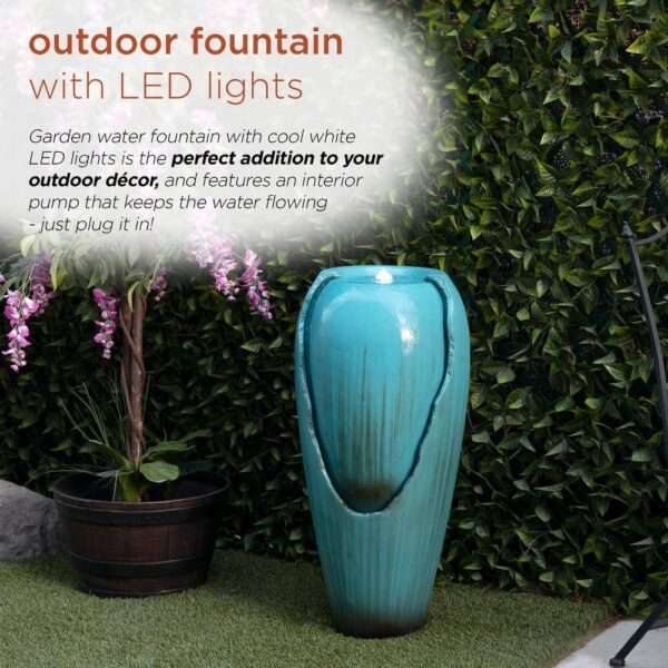 DIG100XS 33 in. Tall Water Jar Fountain with LED Light, Turquoise - Image 4
