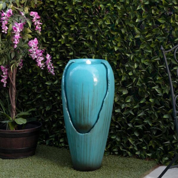 DIG100XS 33 in. Tall Water Jar Fountain with LED Light, Turquoise - Image 2