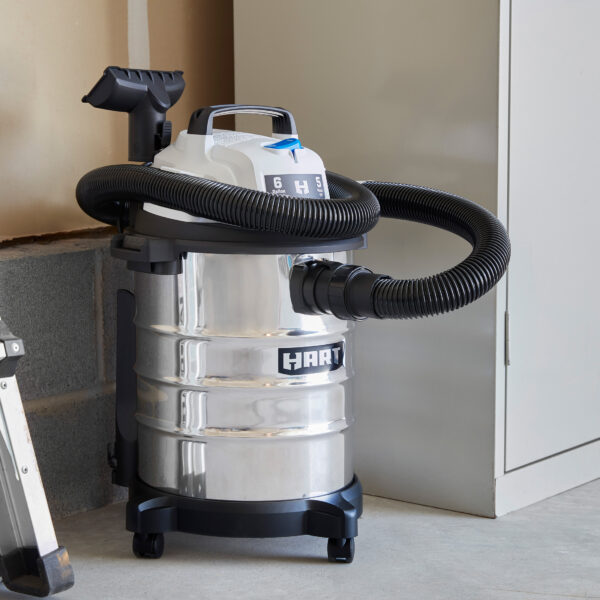 HART 6 Gallon 5 Peak HP Stainless Steel Wet/Dry Vacuum, VOC608S 3702 - Image 8