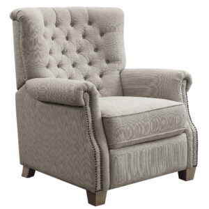 Tufted Push Back Recliner, Gray Fabric Upholstery