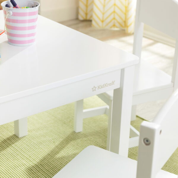 Wooden Farmhouse Table   4 Chair Set, White - Image 2