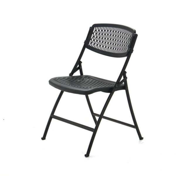 2FF004HDX Plastic Seat Folding Chair in Black (Set of 4) - Image 2