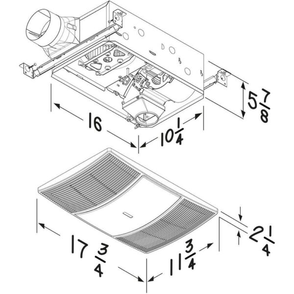 BHFLED110 PowerHeat Series 110 CFM Ceiling Bathroom Exhaust Fan with Heater and CCT LED Lighting - Image 6