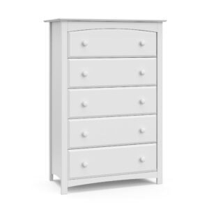 Kenton 5 Drawer Modern Vertical Dresser White