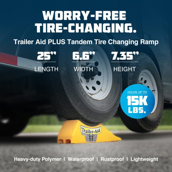Tandem Trailer Tire Changing Ramp with  5.5 Lift, Yellow - Image 2